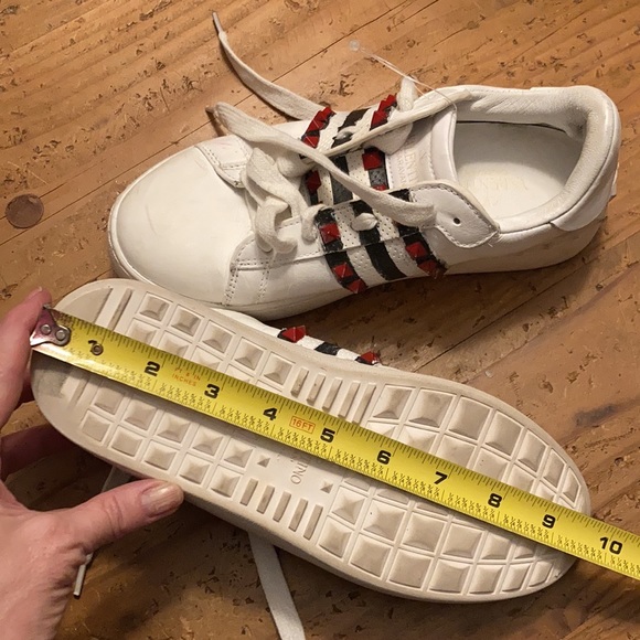 VALENTINO sz 37 Garavini Rock stud AS IS perforated customized white sneakers - Picture 10 of 10